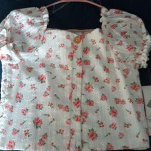New, Brand RARE EDITIONS, Size 16 Girls, 2 piece shirt and skirt ivory with pink